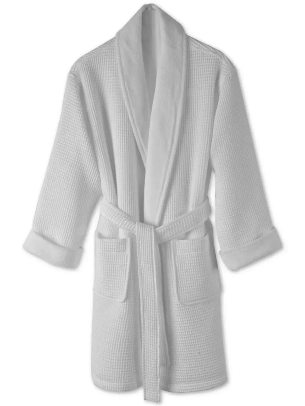 Hotel Collection Cotton Waffle White Bath Robe Shawl Collar All Cotton Small/Med